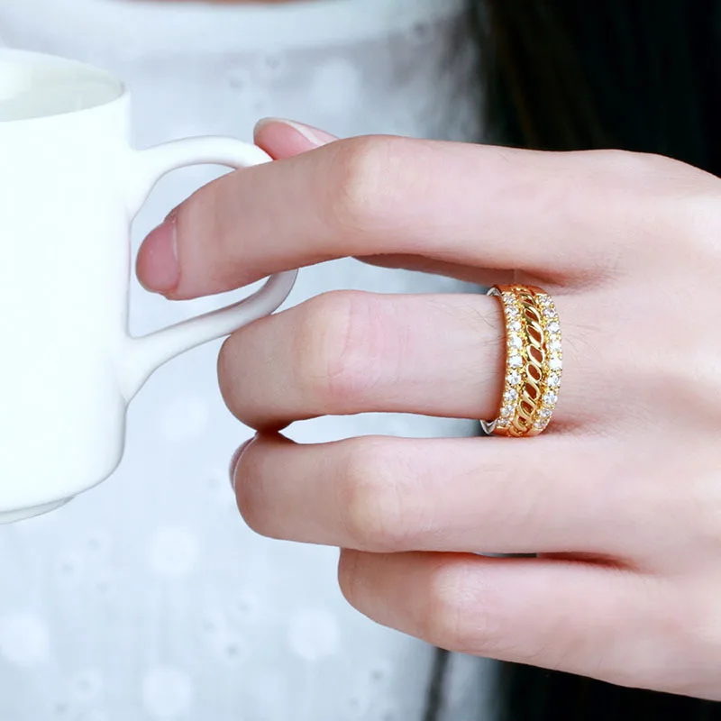 Paryt Accessories Hollow Gold Color Ring Fashion Cubic Zirconia Rings For Womens New 2015 Jewelry (JewelOra RI101673)