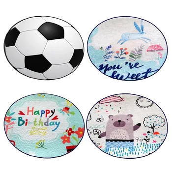

60/80cm Ball Print Round Carpet Football Basketball Living Room Children Kids Bedroom Chair Rug Toilet Bath Mat Decorate Carpet