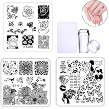 Biutee 6 pçs placas de carimbo de unhas modelo de renda flor animal padrão de arte do prego carimbo imagem placa stencil unhas ferramenta(China)
