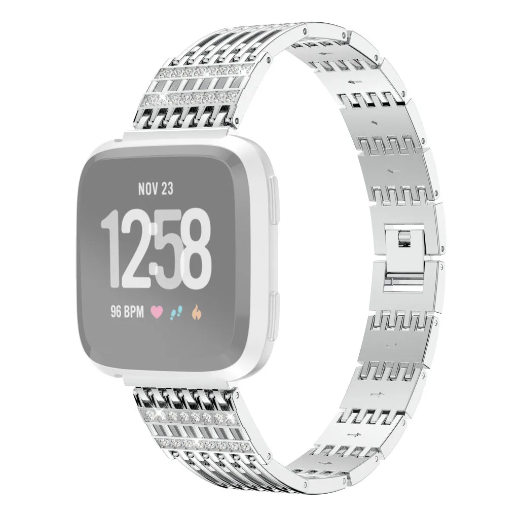 

Watch Band Wrist For Fitbit Versa Lite Fashion Brand Men Women Watchbands Luxury Comfortable Durable Metal Hook Buckle Crystal
