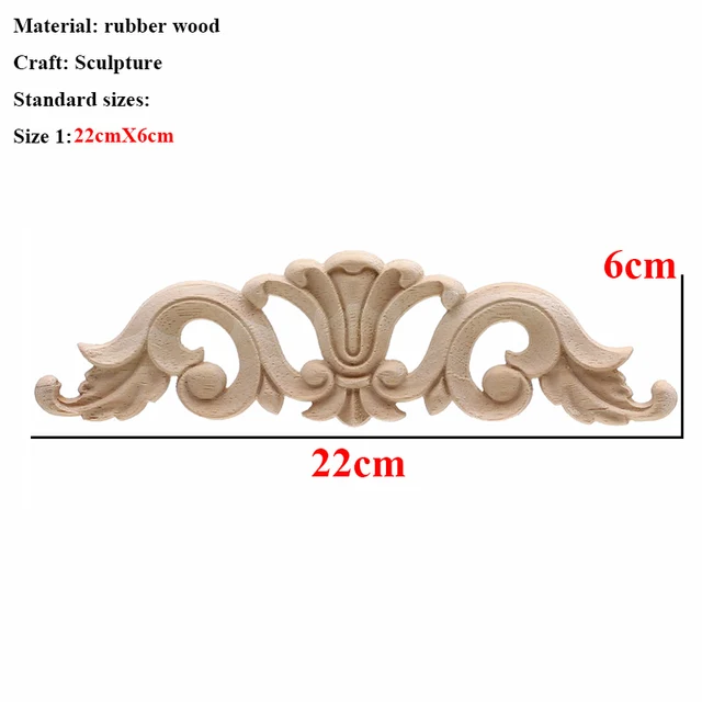 2 uds 5cm Floral madera tallada calcoman/ía apliques de esquina marco muebles de pared tallado en madera figuras de madera decorativas artesan/ías decoraci/ón del hogar