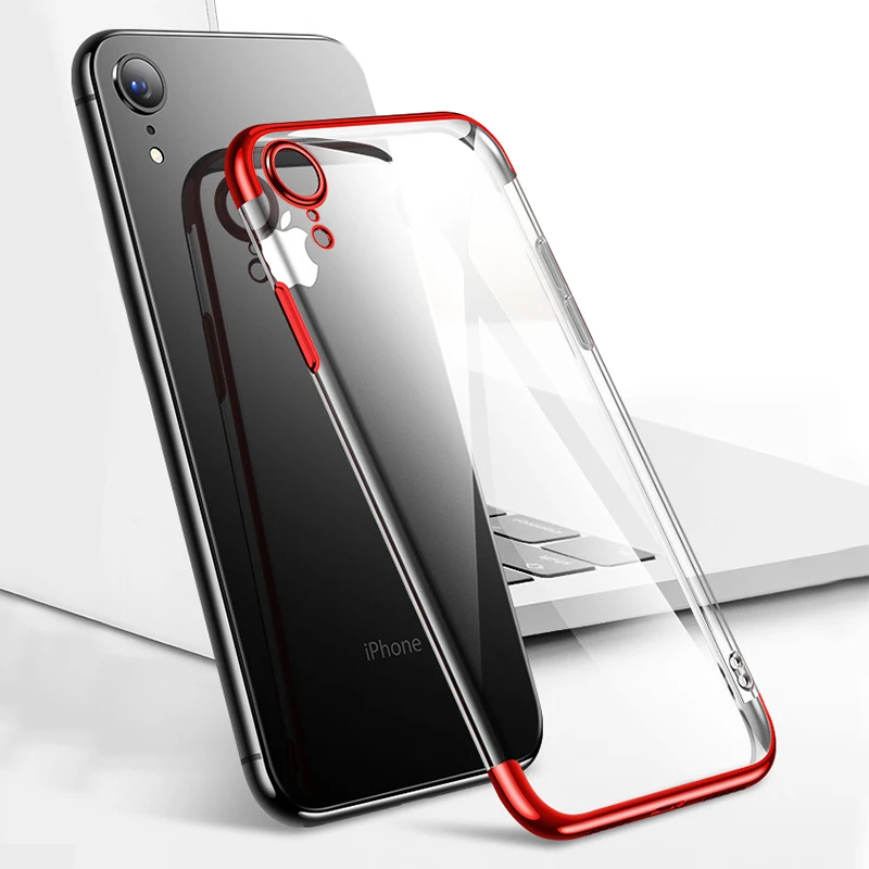 

Soft TPU Case for iPhone X Xr Xs Max Cases Ultra Thin Transparent Plating Frame Case for iPhone 7 8 Plus Silicon Cover