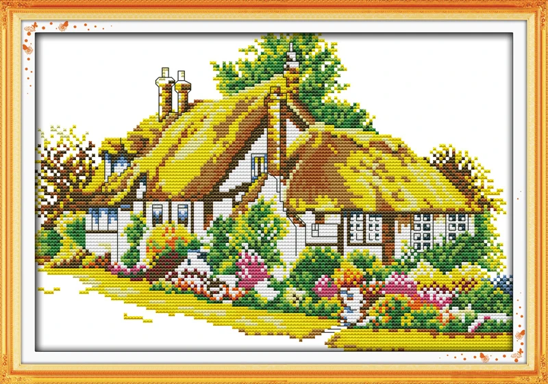 

Country cabins (3) DMC Cross Stitch cotton 11CT 14CT DIY Needlework Counted Cross Stitch Kits For Embroidery Crafts Home Decor