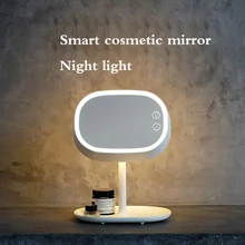 Макияж зеркало лампа Креативный светодиодный туалетное зеркало спальня Ночная Атмосфера настольный USB умное зеркало ночник