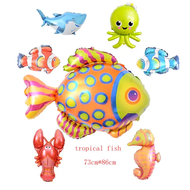 7pcs/lot Large Marine Animal Balloons Foil mini Fish Balloon Birthday