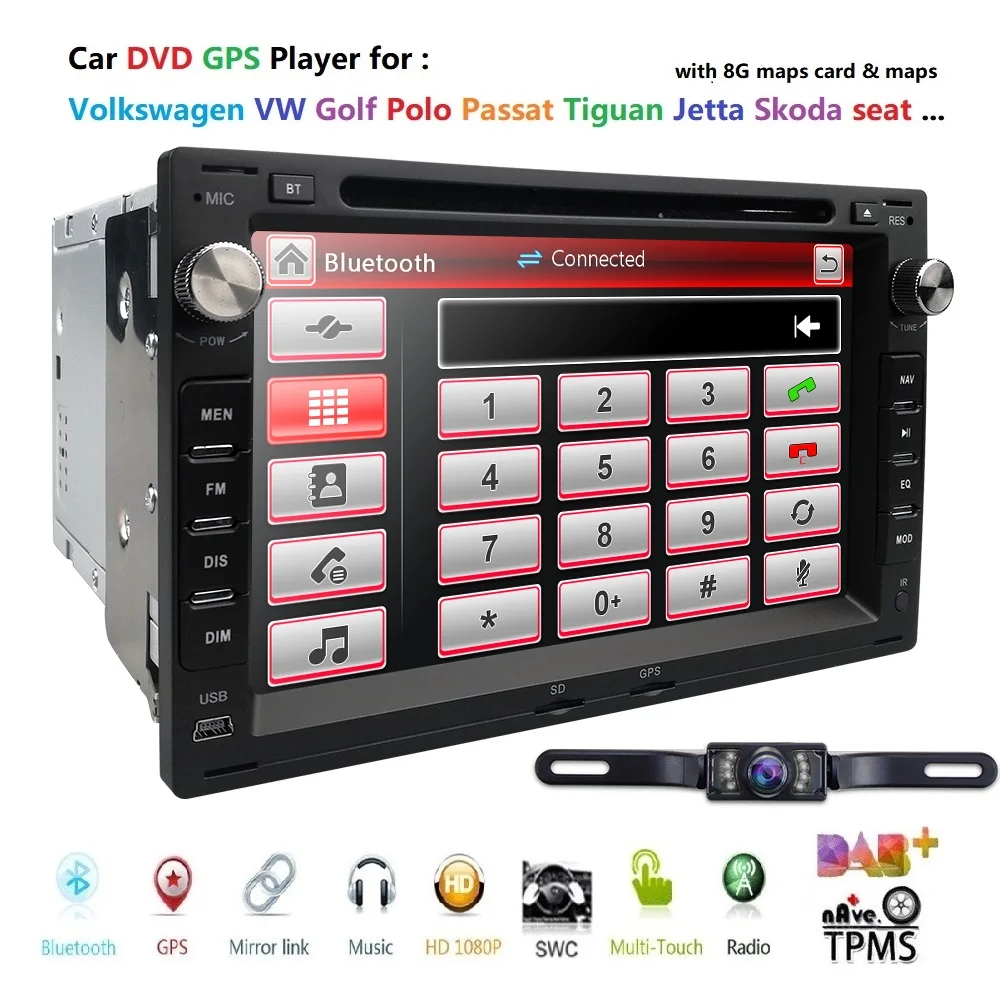 Best 2 Din New Car dvd player Double Stereo Gps Navigation In Dash Pc Video For old VW Skoda Superb BORA POLO MK3 MK4 FM rear camera 3