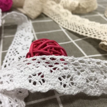 

100cm*2.5cm Random Mix White Beige Cotton Lace Trims DIY Hometexile Clothes Edge Wrapping Cotton Ribbon Tape Cotton Material