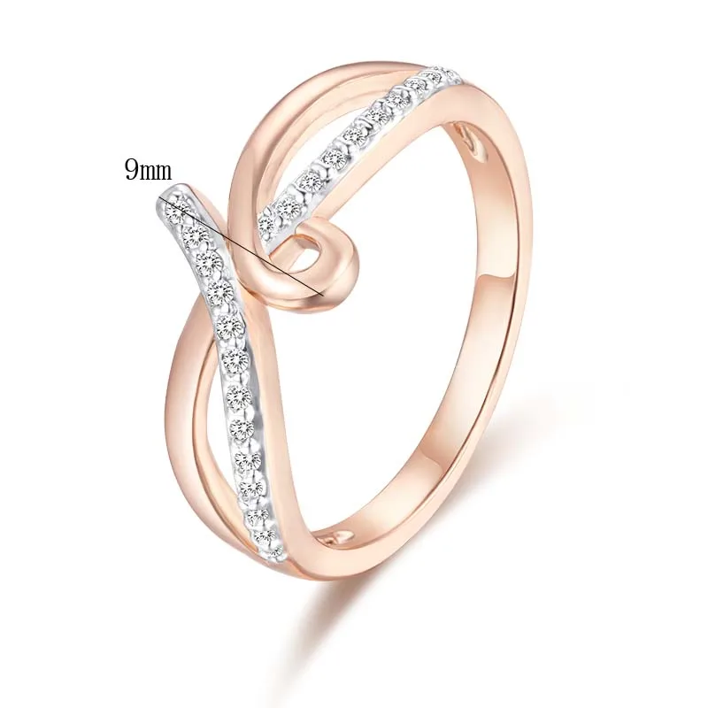 FJ, женские вечерние кольца, простые, белые, плетение, кольца, iruniva, 585, розовое золото, цвет, кольцо, кубический циркон, ювелирные изделия