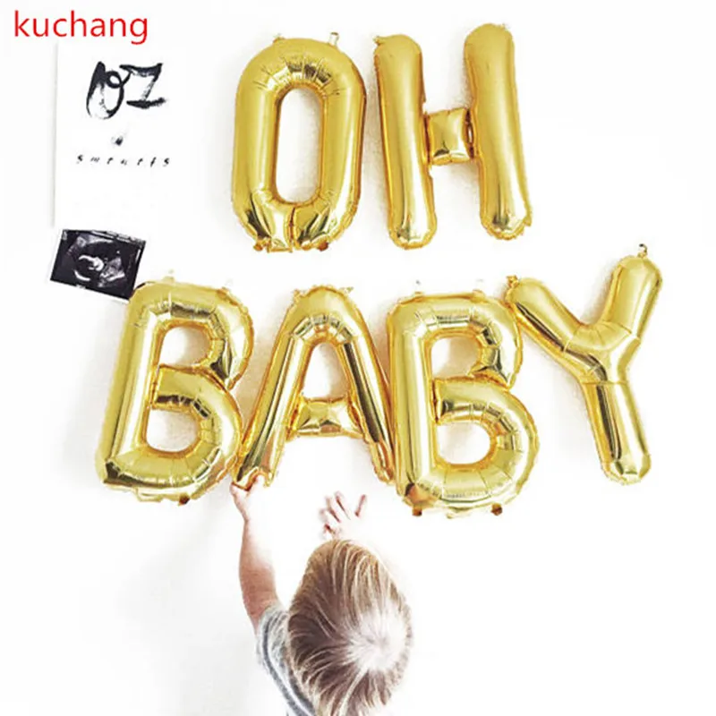 Kuchang 6 шт./лот 16 дюймов &quotOH BABY&quot буквы гелиевые фольгированные воздушные шары