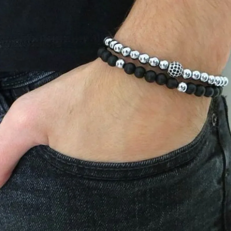 

HOT 6mm CZ Ball Bracelet Men Jewelry charm Bracelets For Women Pulseira Masculina Bileklik Bijoux Mens Copper Beads Pulseiras