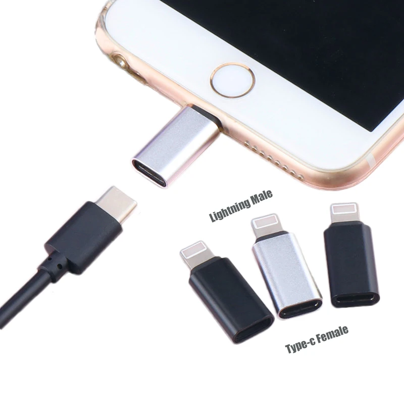 

Alloy Type c Female To 8Pin Male Adapter USB Cable Charging Converter for IPhone 8 7 6 6S Plus X XR XS Ios Data Sync Connector