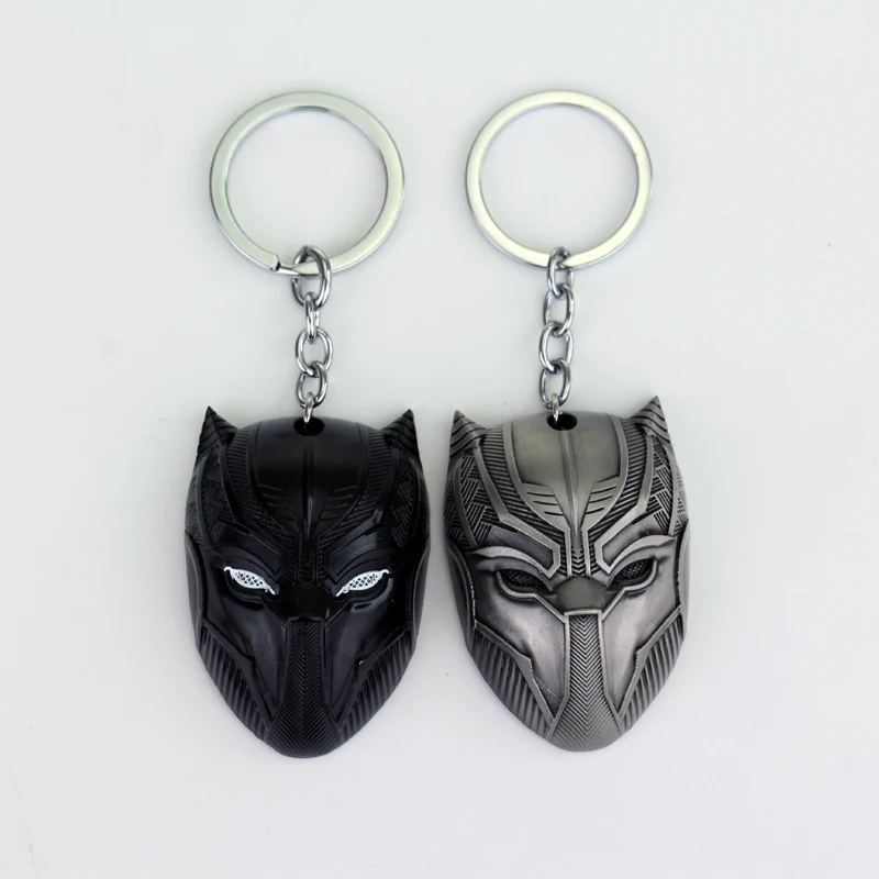 

2017 The Avengers Captain America 3 Panther Mask Keychain Antique Tin and black gun bronze Keyring pendant Jewelry Accessories