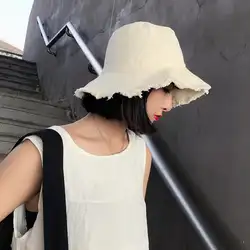 DSstyles Ms. Корейская версия складной промытой окантовки Рыбацкая шляпа уличная индивидуальность дикий козырек шляпа