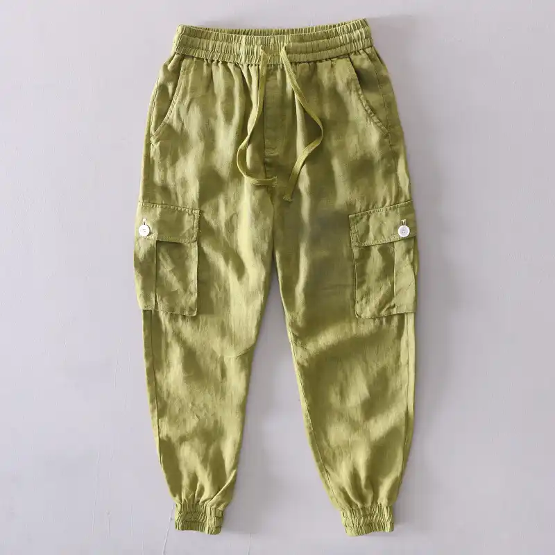 men's linen cargo pants