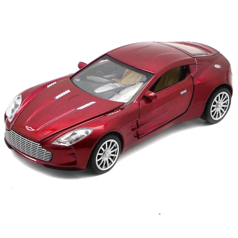 Ceny 132 Aston Martin ze stopu Super wyścigi samochodowe Diecast sześć drzwi Model dźwiękiem i światłem kolekcja zabawki dla chłopca dzieci Hot prezent koła