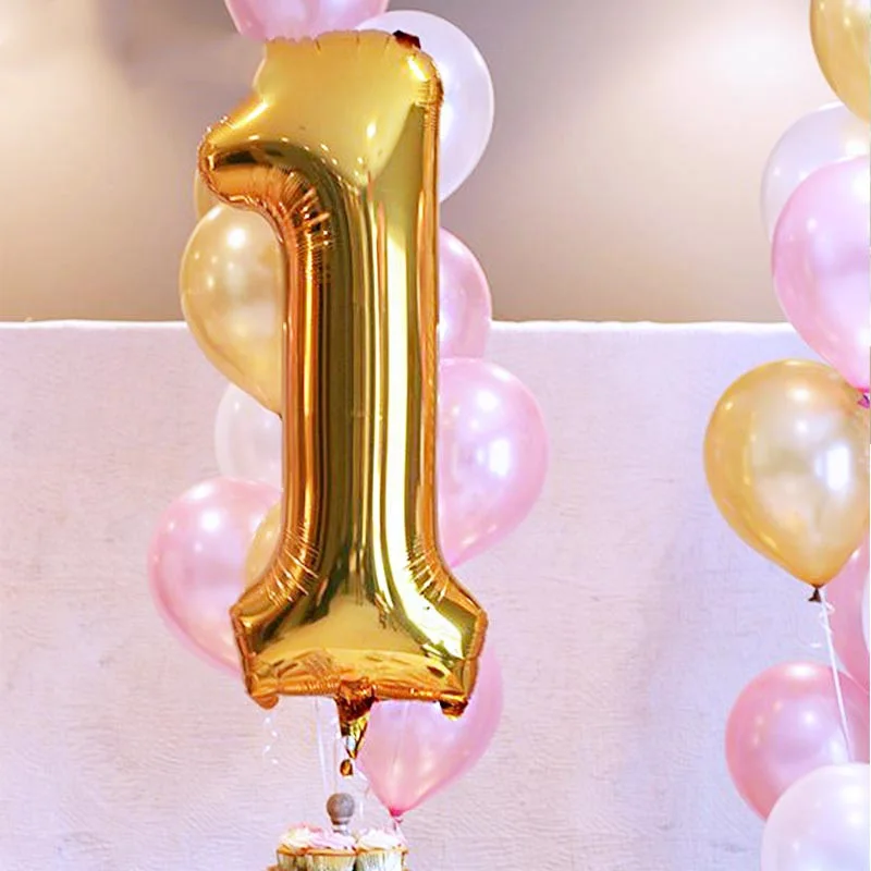 40 дюймов номер 1 Baby Shower розовое золото, розовый синий надувные цифры из гелия 1-й День рождения украшения девочка мальчик поставки воздушные шары