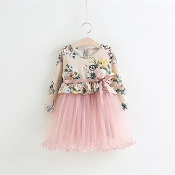 

Spring Children Girls Prints Dress Long Sleeve Kids Girls Tulle Tutu Lace Dresses Princess Party Dress Kids Clothes 2-7Y