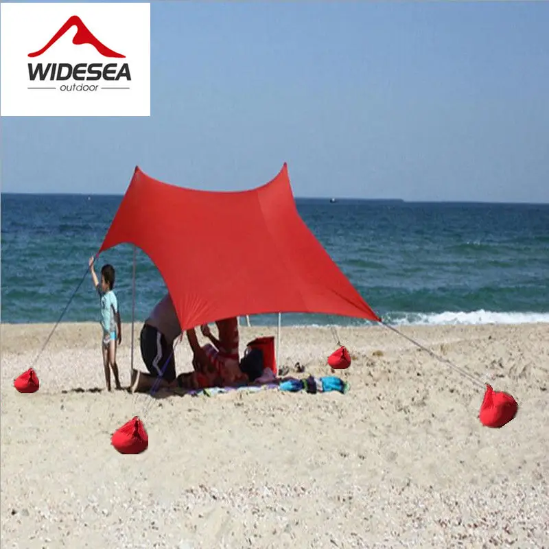 WIDESEA تصميم ليكرا seabeach الشمس المأوى 1.5 M * 2.1 M التخييم خيمة خيمة للشاطئ UPF 50 + 4 أكياس الرمل و 4 الحبال الشمس المظلة مظلة قماش القنب