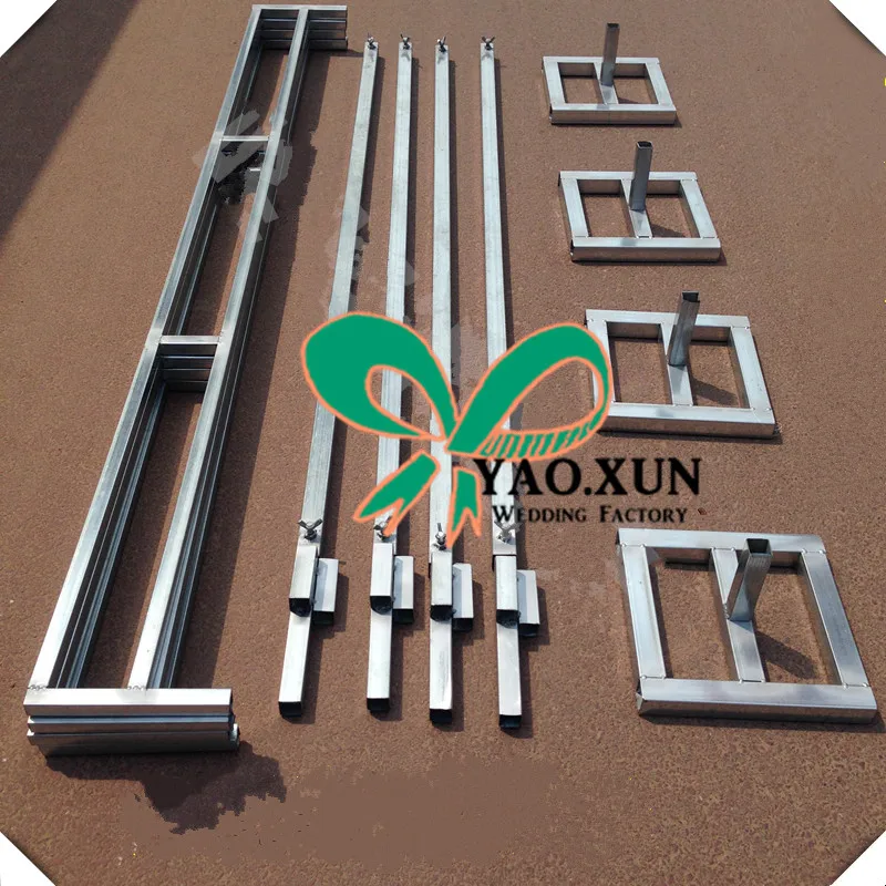 Clearance Adjustable stainless steel wedding backdrop stand Four Corner Curtain FRAME Pipe Stand Stent square stand pole 2