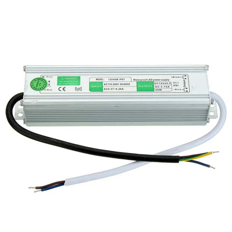 

Waterproof Low Voltage Transformer AC DC Adapter 110~260V Convert To 12V 45W Power Supply