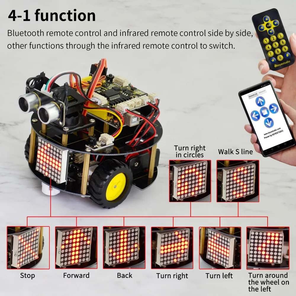Новинка! Keyestudio Смарт маленькая черепаха робот автомобильный комплект V2.0 W/графическое Программирование+ Руководство пользователя(Английский) для Arduino робот