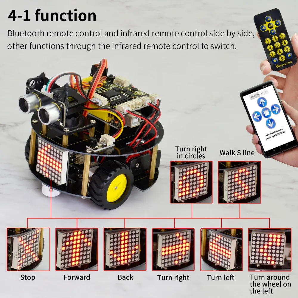  keyestudio Smart Little Turtle Robot Car kit V2.0 W/Graphical Programming +User Manual (English) fo - 32948922497