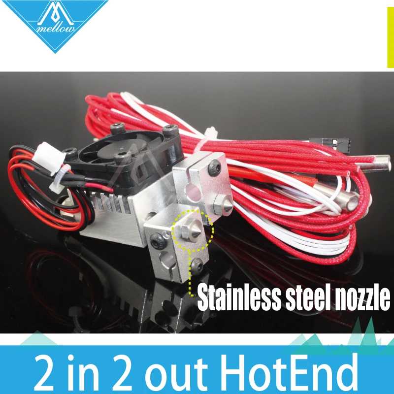 

Mellow All-metal/Teflon Chimera Hotend Full kit- Multi-extrusion 3D printer V6 Dual Head Extruder 0.25--0.8mm Nozzles,1.75mm