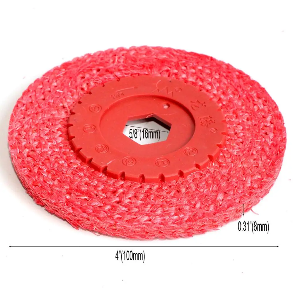 5Pcs/10pcs 4" Flap Discs Red Hemp Wheel For Stainless Steel Metal Surface Polishing Buffing Wheel For Angle Grinder