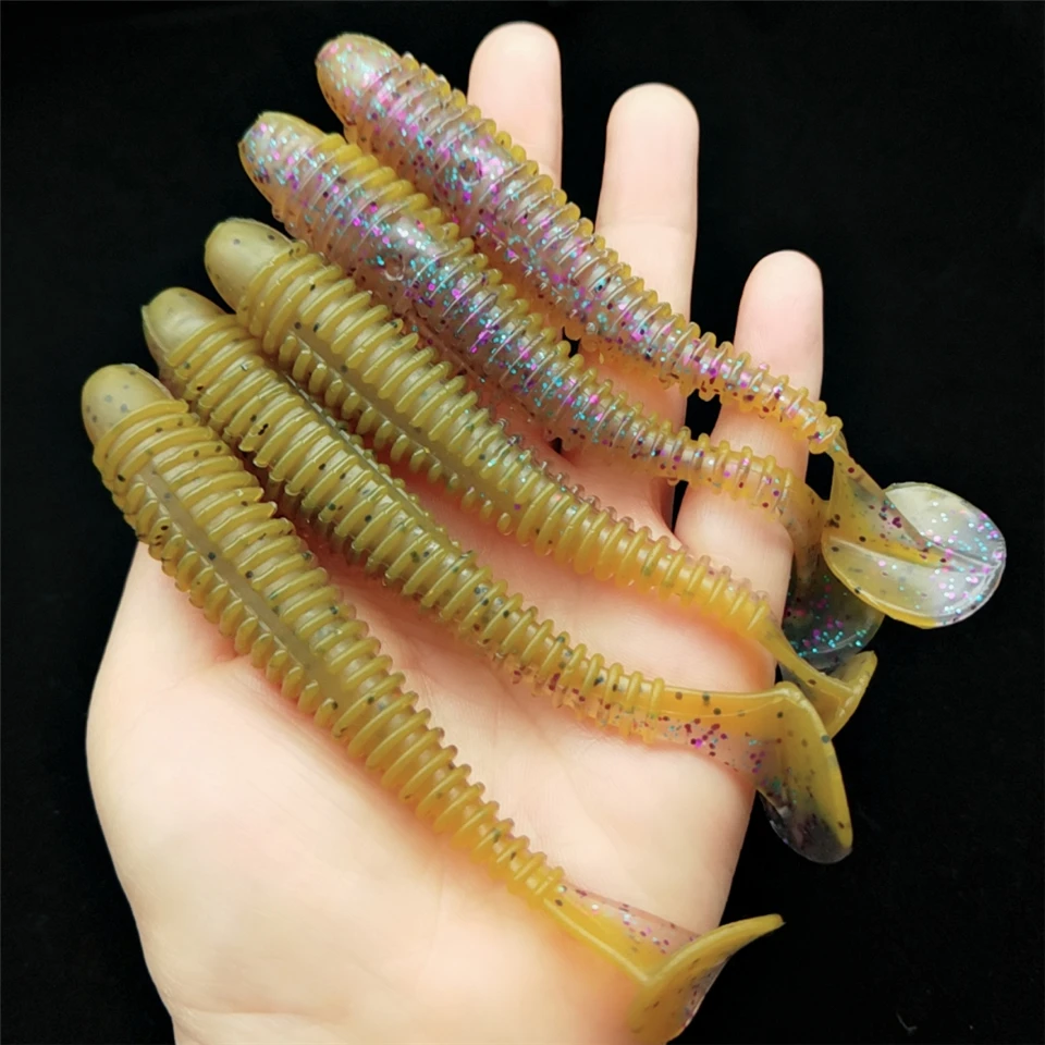 Noeby 5PCS 12.4g 12cm Artificial Soft Lure Worm Swimbaits Jig Head Fly