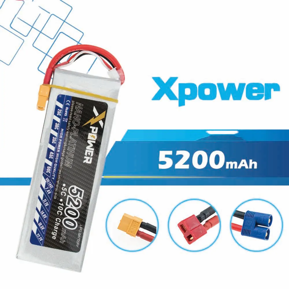 

1pcs XT60 Plug 5200Mah 11.1V 3S 30C Li-po Battery For DIY Racing RC Helicopter Qudcopter Drone Truck Car Boat parts