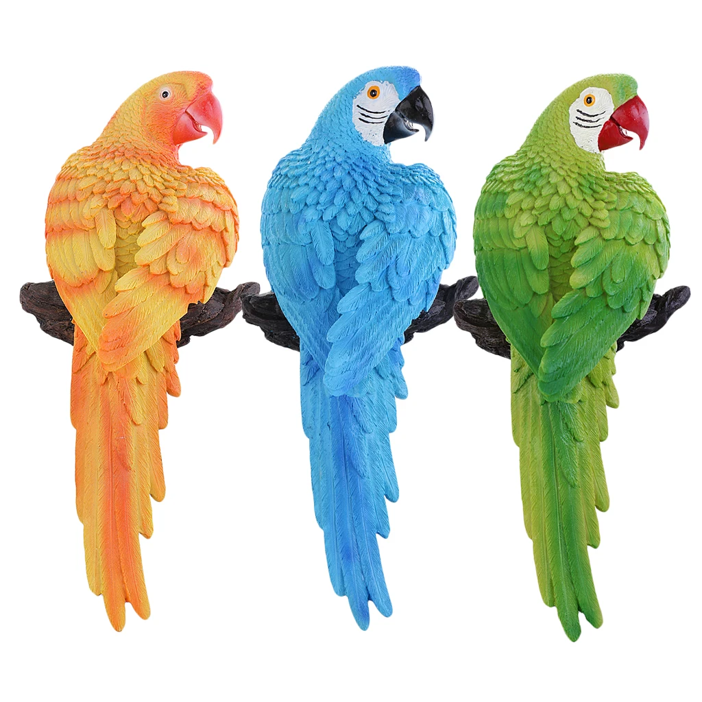 Artificial Parrot Bird Figurine Bonsai Animal Model Home Decor Miniature Fairy Garden Decoration Accessories Stand Statue