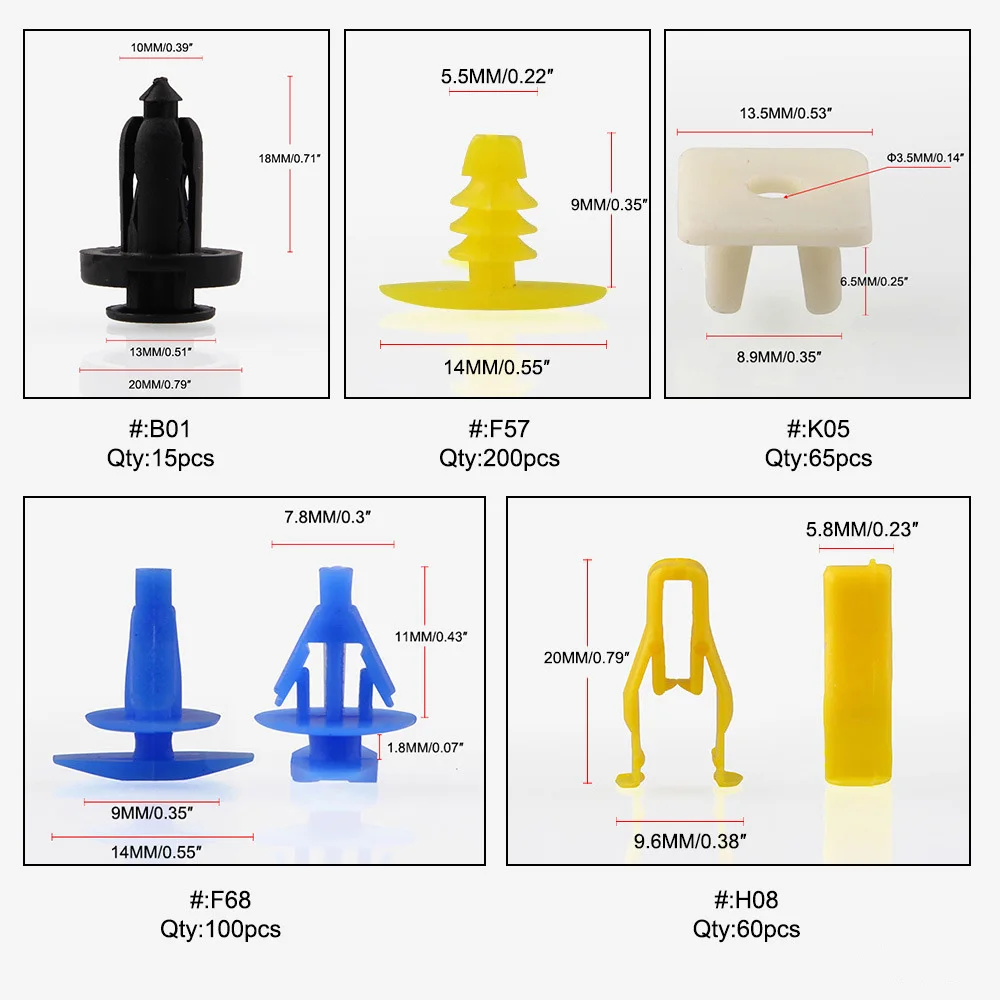 730x смешанные пластиковые зажимы набор заклепок для BMW Ford Honda Toyota 6mm 7mm 8mm 9mm 10mm авто крепеж автомобильный молоток для правки крыльев Фиксатор двери Накладка панель толчок