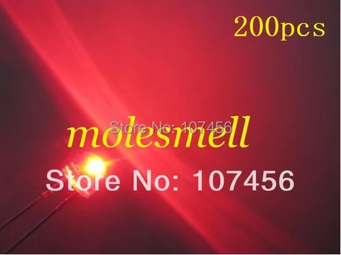 Emissor de Luz Conduziu a Lâmpada Frete Grátis!! Pces Strawhat Vermelho Led Grande Angular Diodo 2000mcd Água Claro 200 5mm