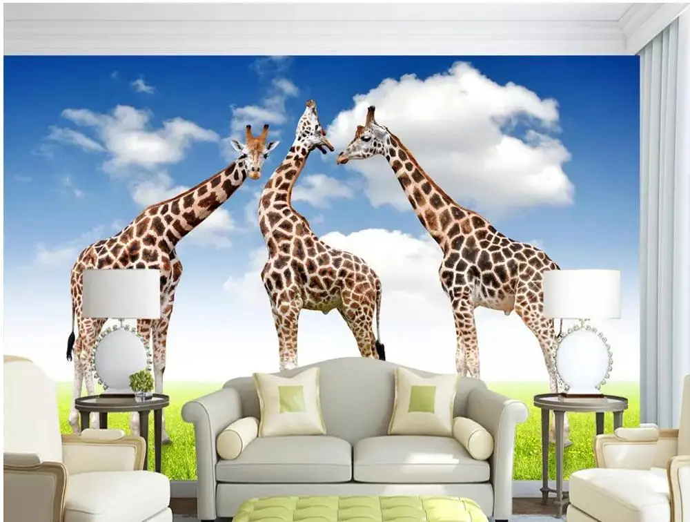 

Modern Custom 3D Wallpaper Children's room animal world giraffe TV wall Art Mural for Living Room Large Painting Home Decor