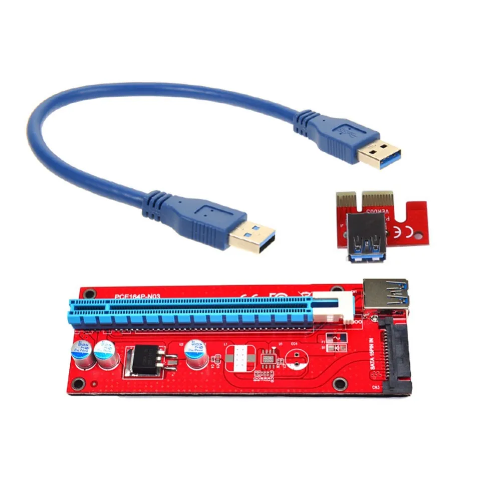 Wholesale 007S PCIe PCI-E PCI Express Riser Card 1x to 16x USB 3.0 Cable Adapter SATA pcie riser for Bitcoin Mining
