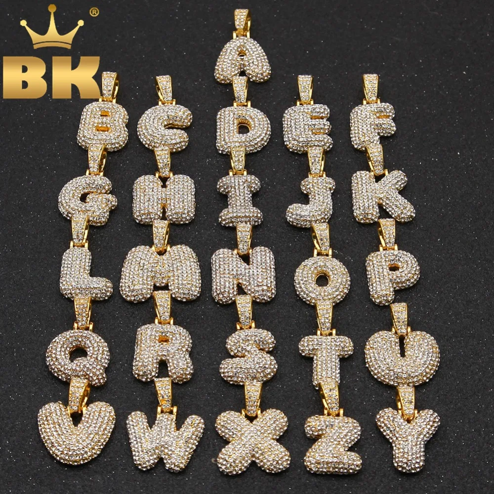

PENDANT ONLY Full Iced Rhinestones 26 English Word Letters Pendant A-Z Bubble Intial Letters Charm Hiphop Jewelry Fashion Gifts