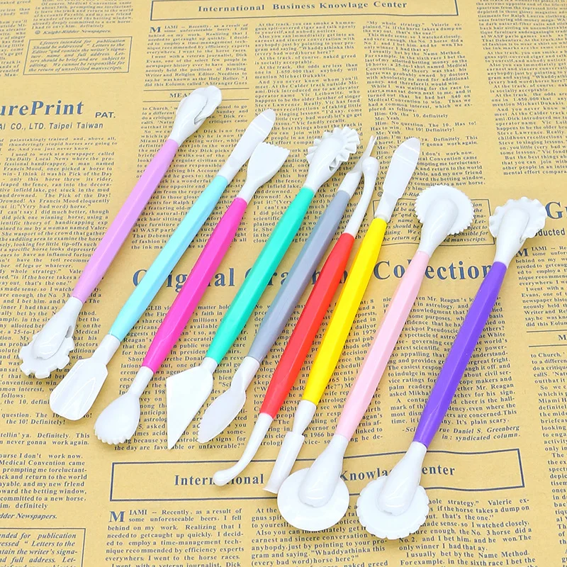 

LIRUIKA 9 PCS Colorful Combination Shaped Tools Sets Fondant Cake Mold Baking Tool Food Engraving Pen Cake Decoration Tools
