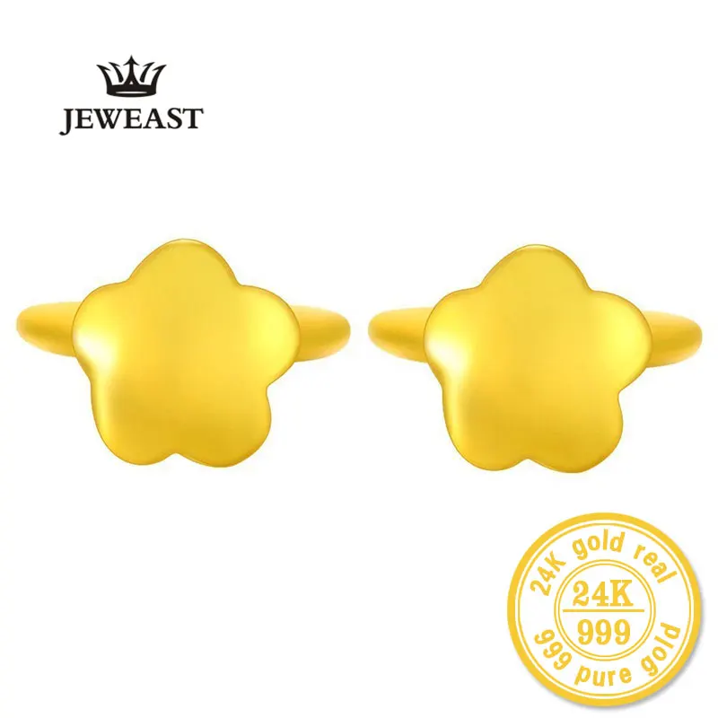 

ZZZ JEWEAST 24k Pure Gold Star Shape Earrings For Women Yellow Gold Jewelry Polishing Process Refined Elegant A Pair Stud