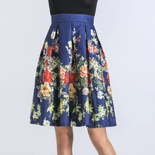 HSPL юбки с цветочным узором женские Горячая новинка винтажная длиной выше колена Повседневная элегантная юбка на молнии Женская высокая талия миди Saia