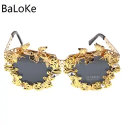Новое поступление Мода в стиле барокко Солнцезащитные очки металлические украшения из цветов Лето Солнцезащитные очки Открытый пляжные