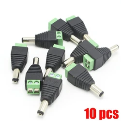 10pcs DC plug Male DC Adapter Connector 2.1mm x 5.5mm 5.5*2.1mm Screw Fastening Type DC Plug Adapter to connection led strip