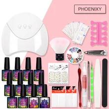 Набор для ногтей 36 Вт УФ лампа для ногтей лак поли гель набор 6 шт. Гель-лак для ногтей комплект инструменты для маникюра, набор для наращивания ногтей комплект