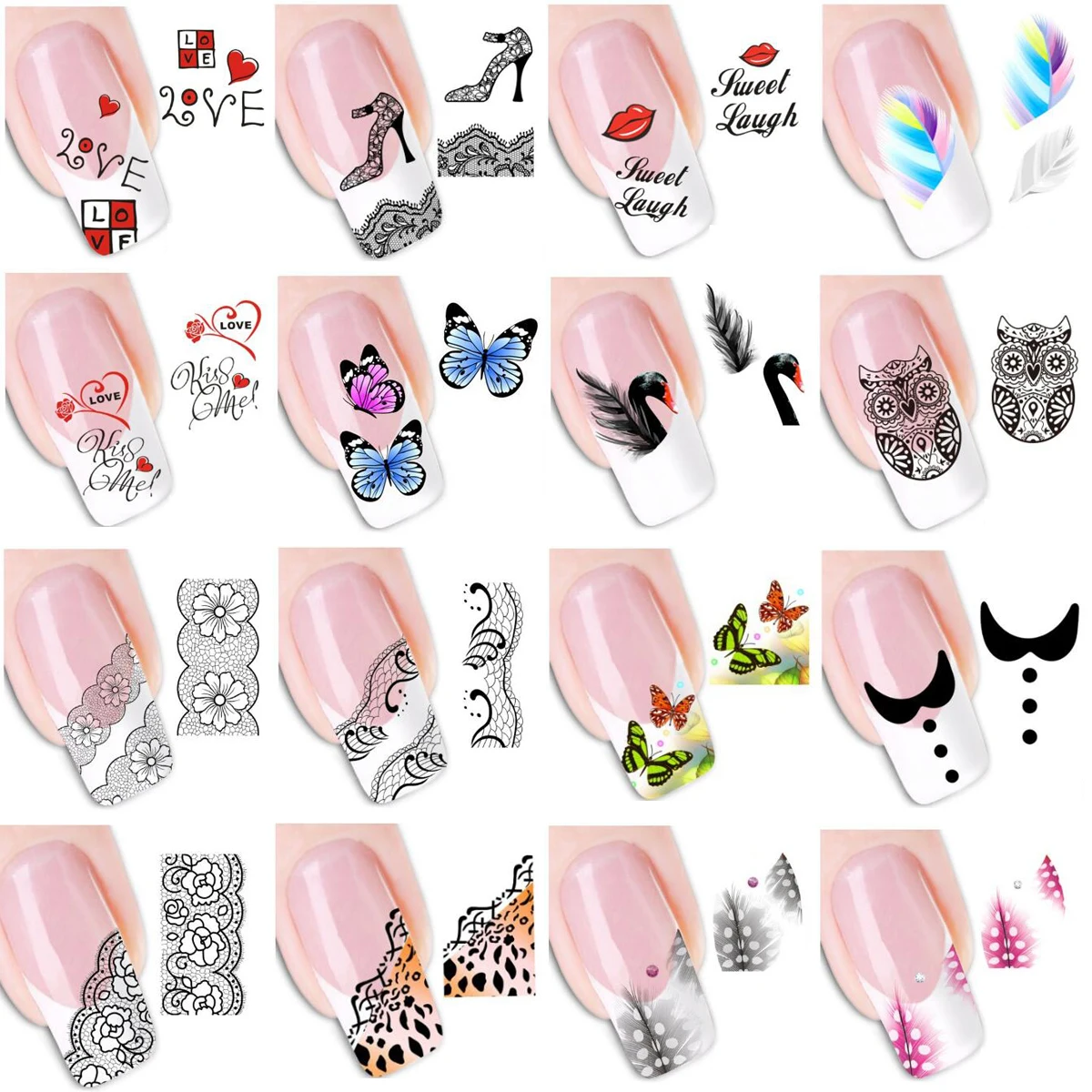 Наклейки для ногтей в виде кота 2 листа|nail tips decoration|stickers manicurecat nail stickers |