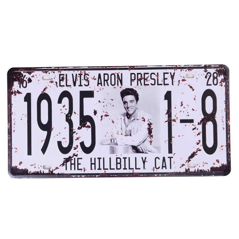Ретро номерной знак номер автомобиля "Элвис Арон Пресли 1935 1-8" Урожай металла наклейки в ретро стиле Garage живопись доска Стикеры 15x30 см