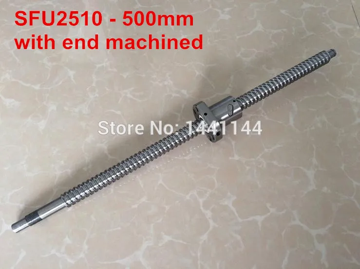 Шариковый винт SFU2510 500 мм с шариковой гайкой концевой обработкой BK20/BF20|ballscrew
