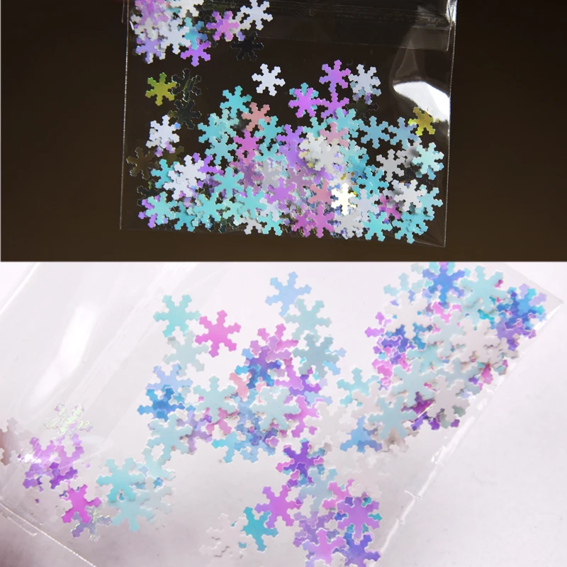 

1box White Snowflake Glitter Sequins Winter Xmas snow Nail Glitters AB color Flakes Paillettes Christmas Nail Art Decoration