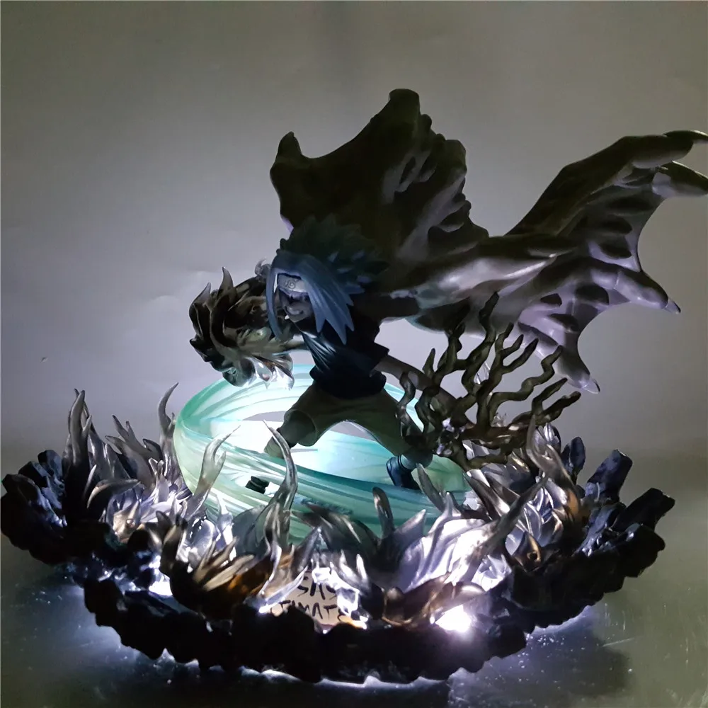 Naruto Figure Uchiha Sasuke PVC Model Action Figures Anime Naruto Shippuden Uchiha Sasuke Amaterasu DIY Led Light Toys Figurine