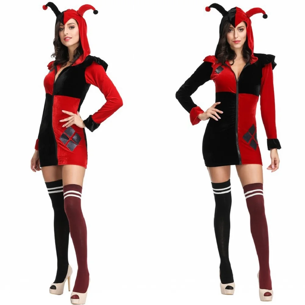 

Halloween Suicide Squad Character Harley Quinn Clown Fantastic Costume 2019 New Vintage Uniform Full Set For Women