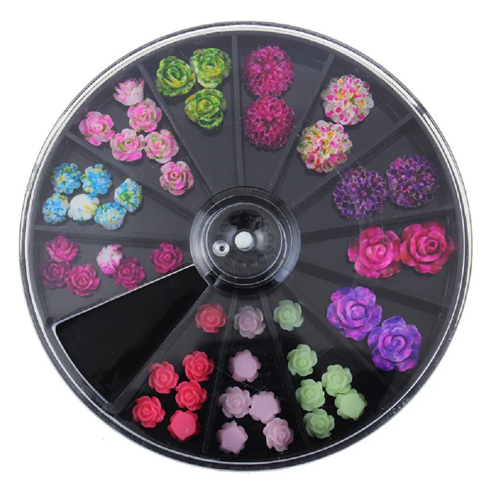 3D цветок розы смешанный натуральный сушеный цветок для ногтей DIY прессованный цветок коробка лист слайдер наклейка лак для ногтей украшения