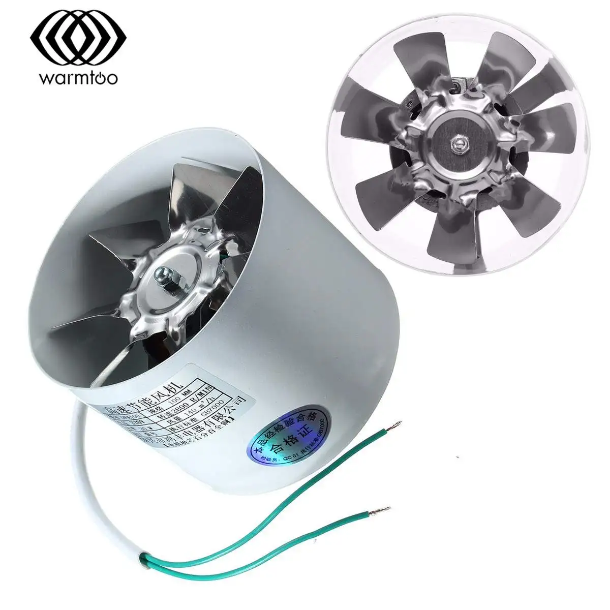 2800R/Min Duct Booster Vent Fan Metal 220V 20W 4 Inch Inline Ducting Fan Exhaust Ventilation